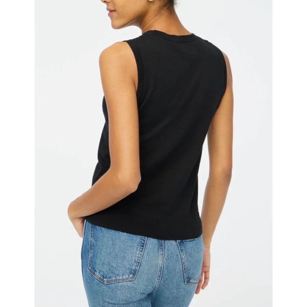 J.Crew Classic Sweater Shell Tank Top Black 2X NWT 100% Cotton BO375 Sleeveless